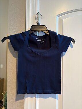 Aeropostale Navy Seamless Short Sleeve Top